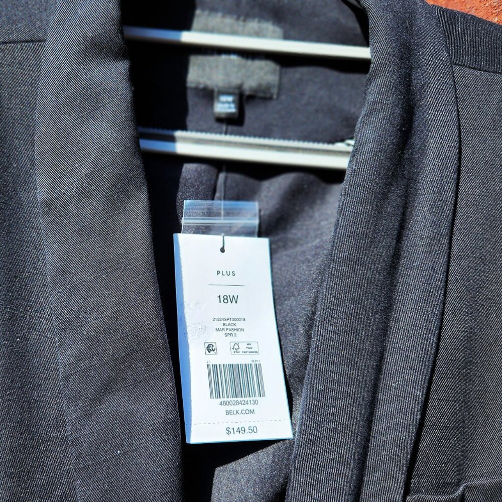 The Limited Women's One Button Patch Pocket Blazer Black Sz 18W NWT - Picture 4 of 8
